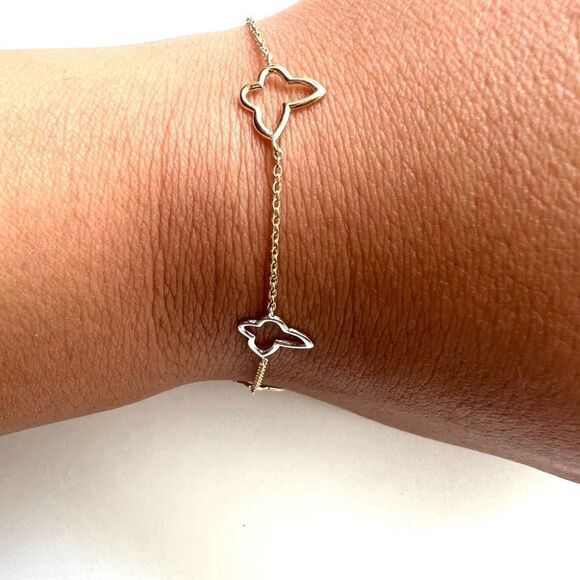 14k real gold butterfly bracelet dainty trendy | Gift for Girlfriend | Trendy | - Picture 9 of 11
